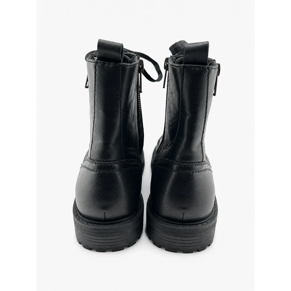 Unlisted Captain Combat Boots Mens 9.5 Black Lace Up Side Zip NWOB Lug Sole